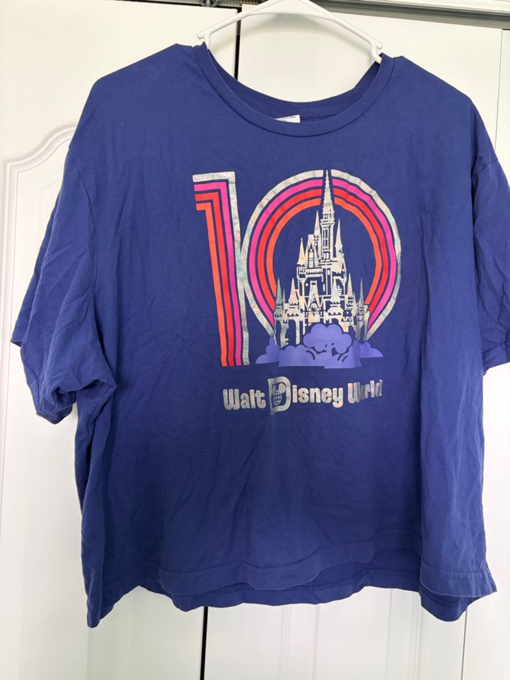 Disney Blue Short Sleeve Tee with 10th Anniversary Castle Graphic